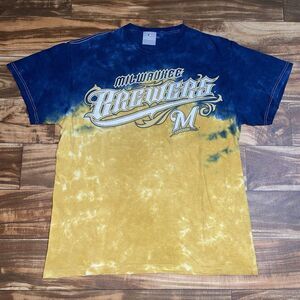 Milwaukee Brewers MLB Liquid Blue Tie Dye T-Shirt Rare Size Medium/Large